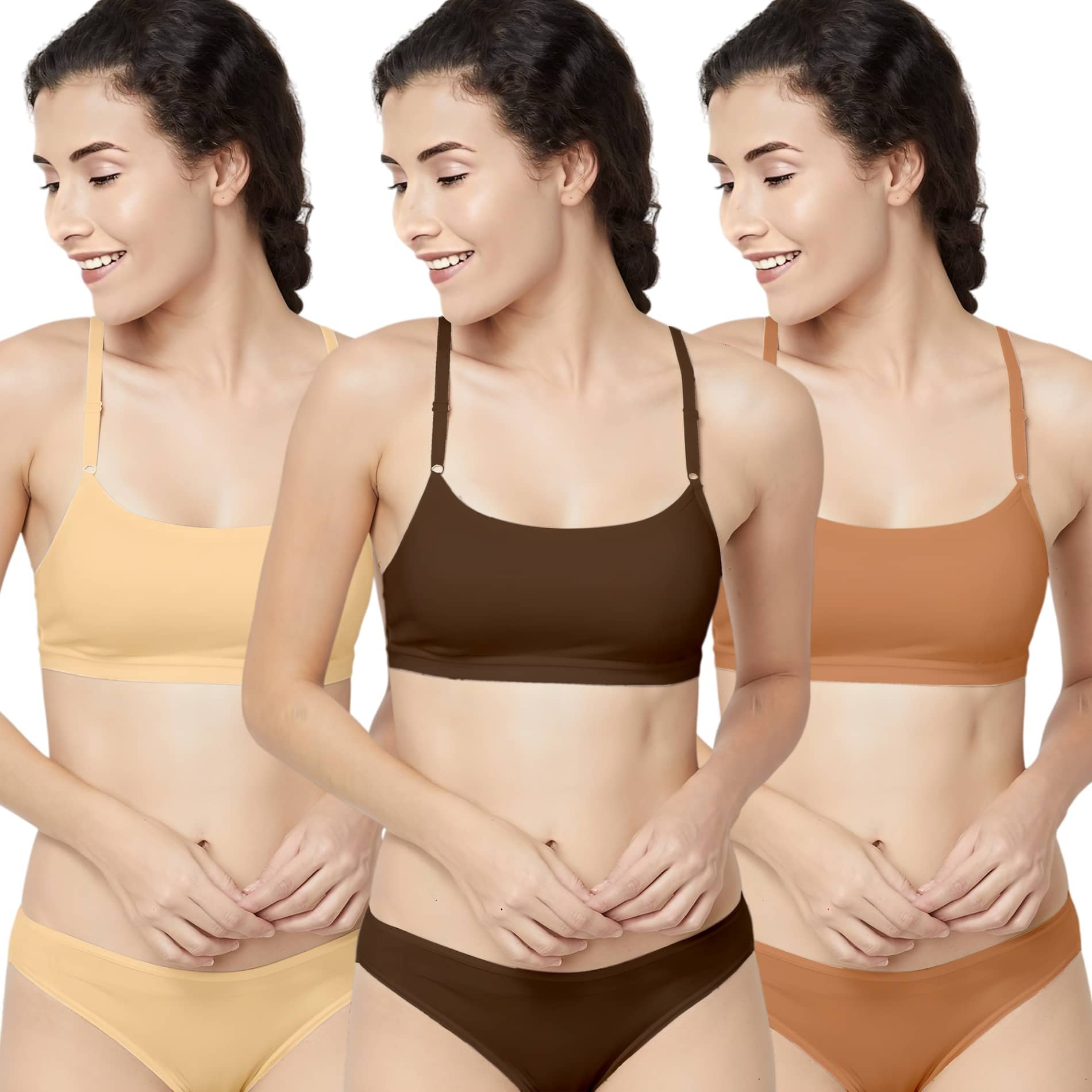 FVCO Pack of 3 Cotton Blend Bra & Panty Set For Women ( Multicolor )