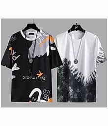 QUOOCO Men Polyester Regular Fit Printed T-Shirt ( Multicolor )