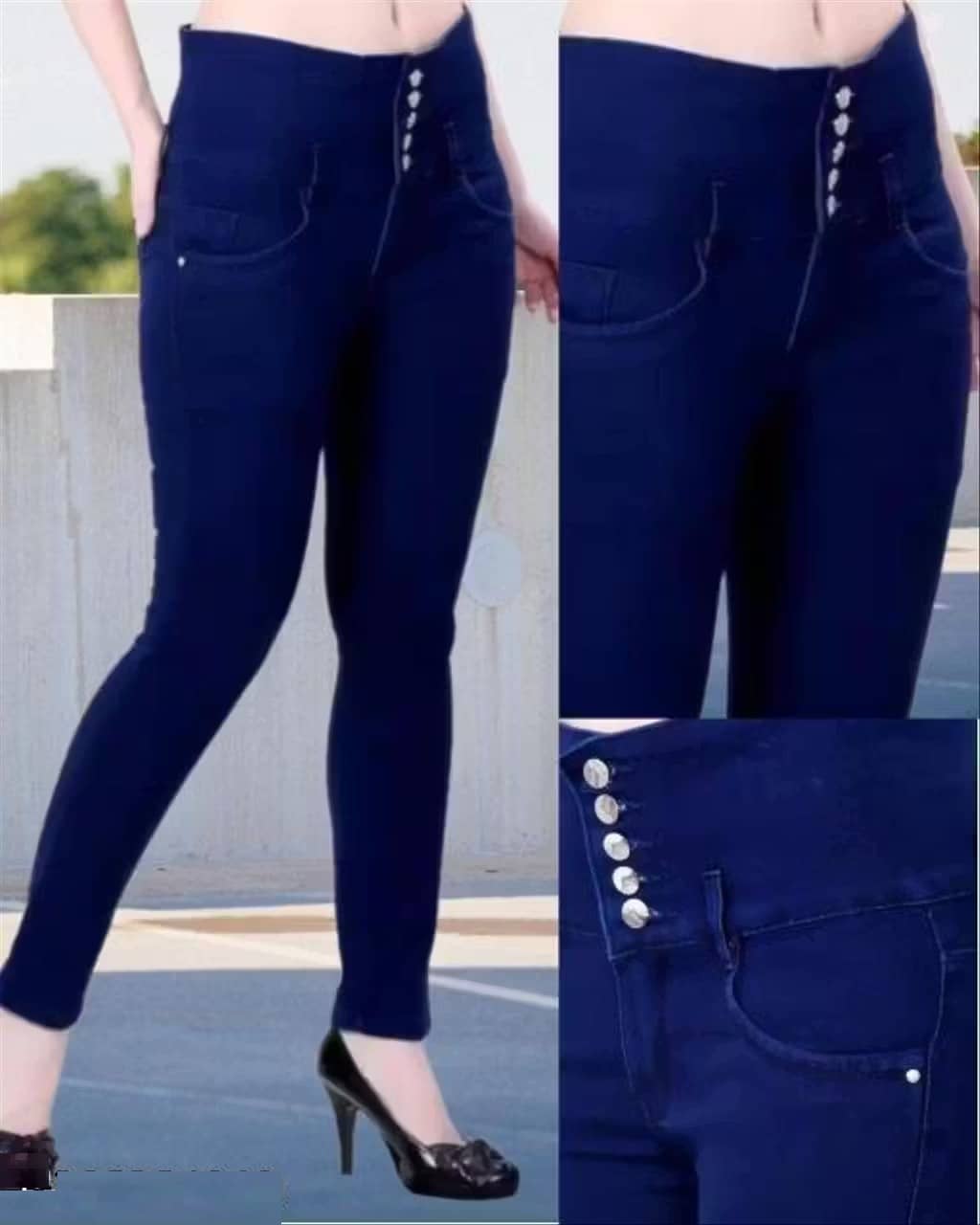 Leavess Women's Slim Fit High-Rise Jeans ( Dark Blue ) - Jeans | Buy online on ZillyBuy