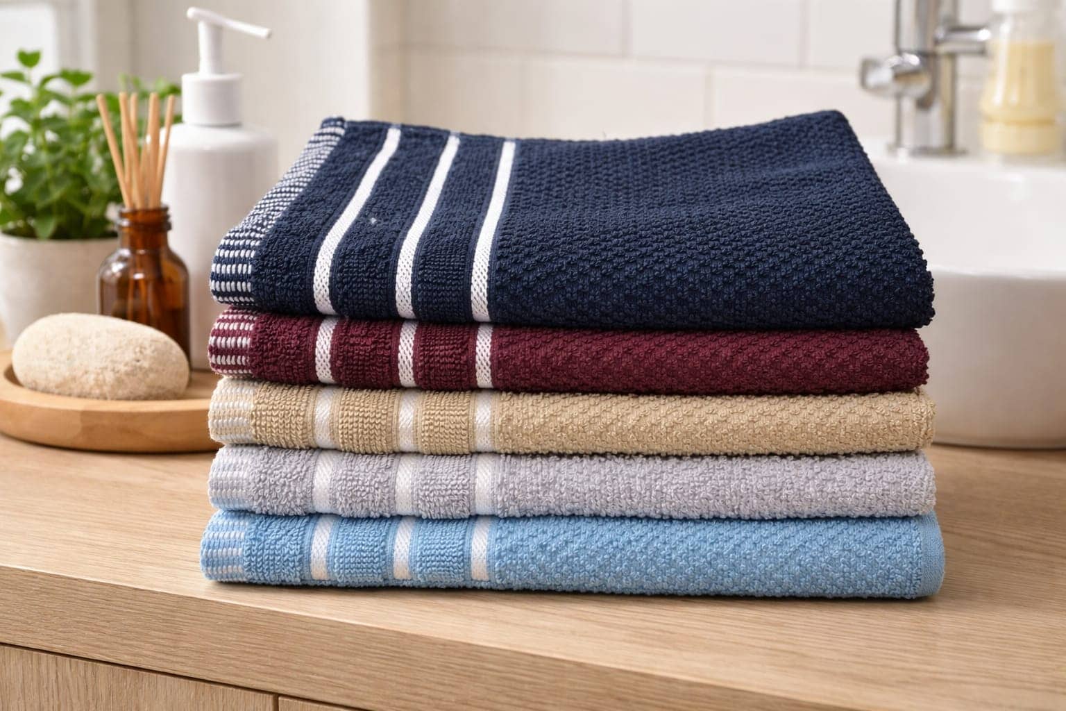 Satisfyn Pack of 5 Cotton 401-450 -GSM Hand Towel ( Multicolor ) - Towels | Buy online on ZillyBuy