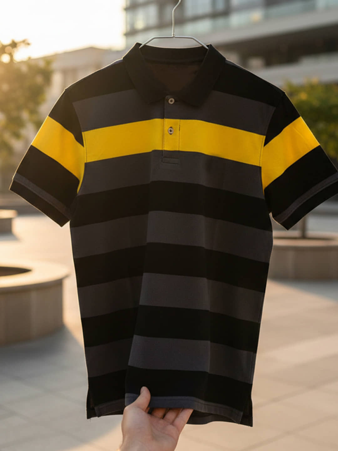 GET GOLF Men Cotton Blend Regular Fit Striped Polo T Shirt ( Multicolor )