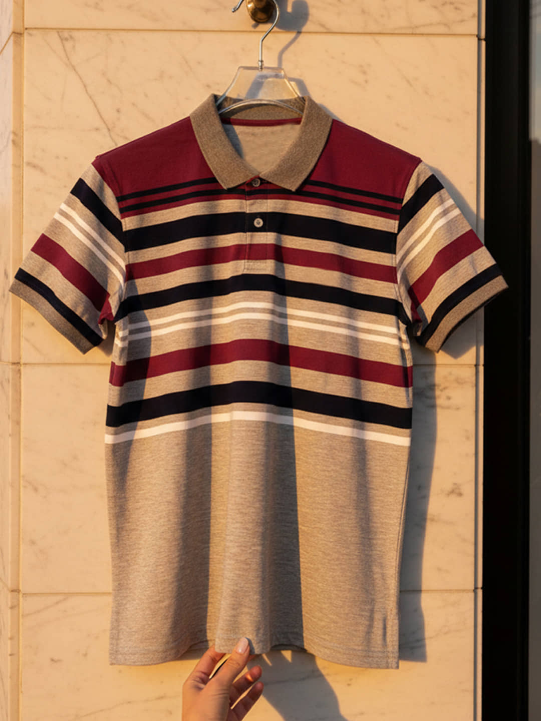 GET GOLF Men Cotton Blend Regular Fit Striped Polo T Shirt ( Multicolor )