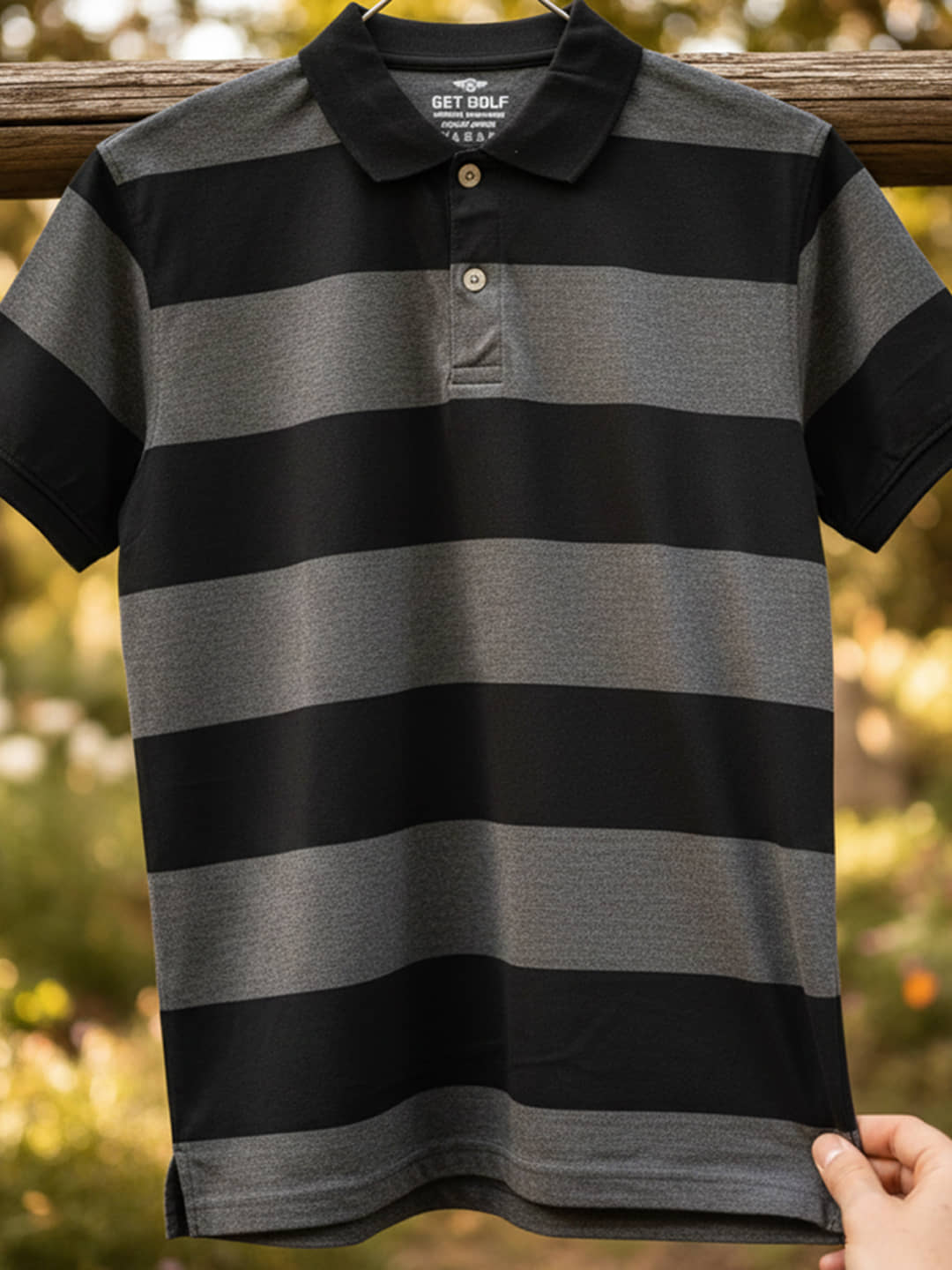GET GOLF Men Cotton Blend Regular Fit Striped Polo T Shirt ( Multicolor )