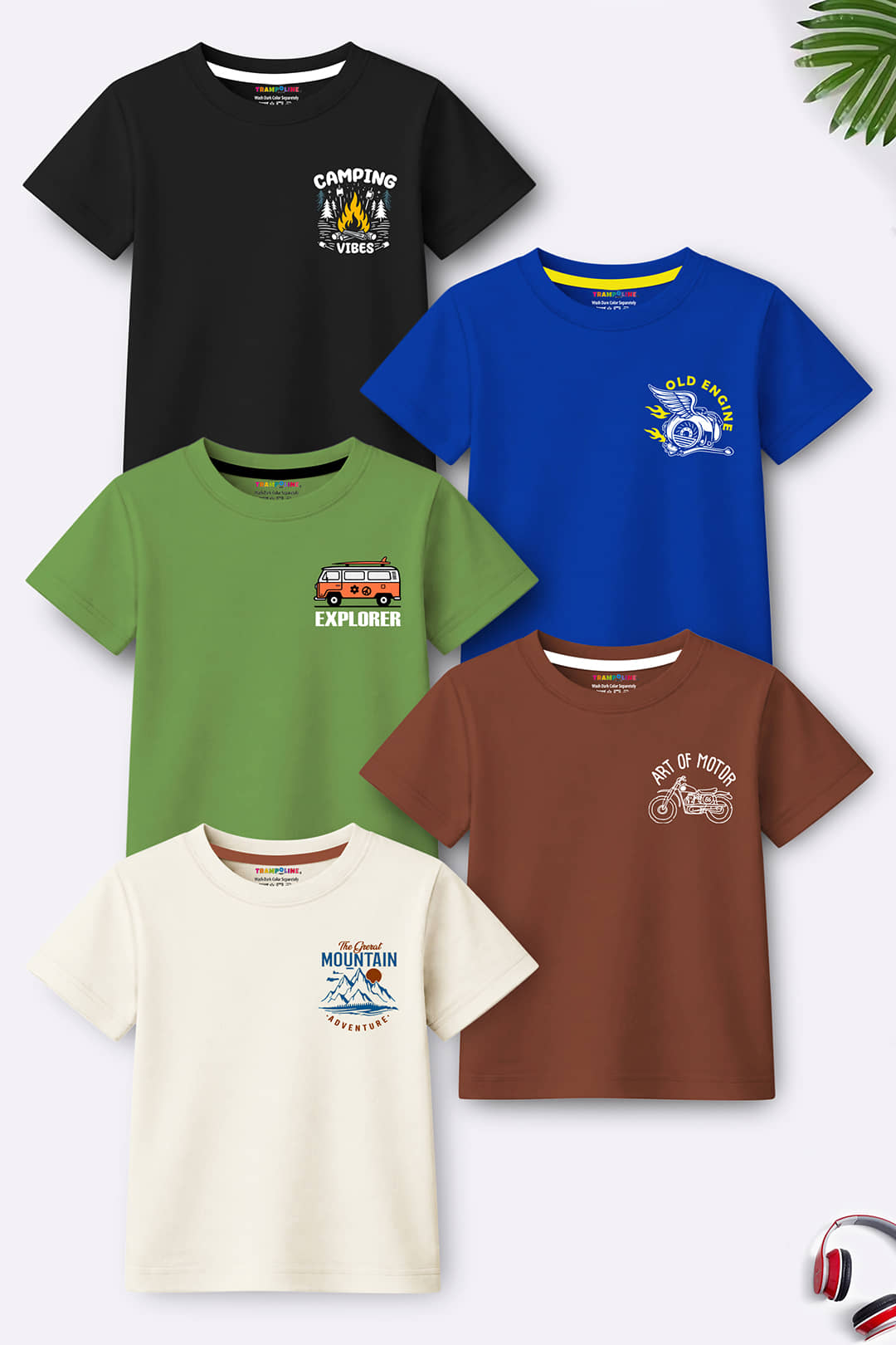 Trampoline Pack of 5 Boys Cotton Blend T-Shirt ( Multi Color )