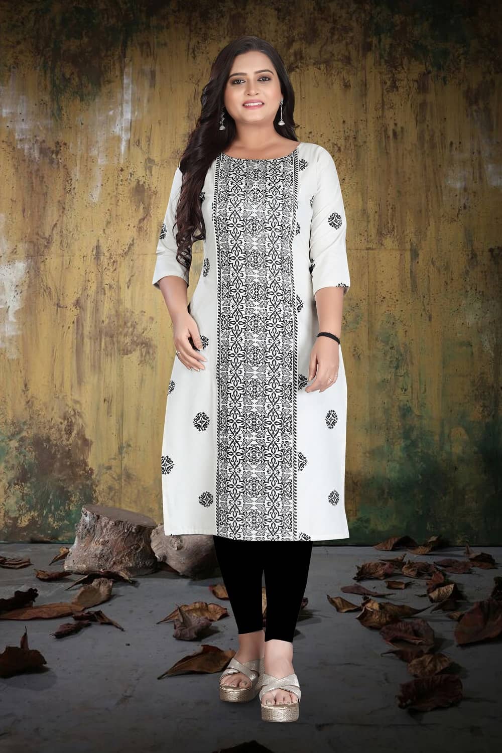Hetsa Women Cotton Printed A-line Kurti ( White ) - Kurtis, Tunics | Buy online on ZillyBuy