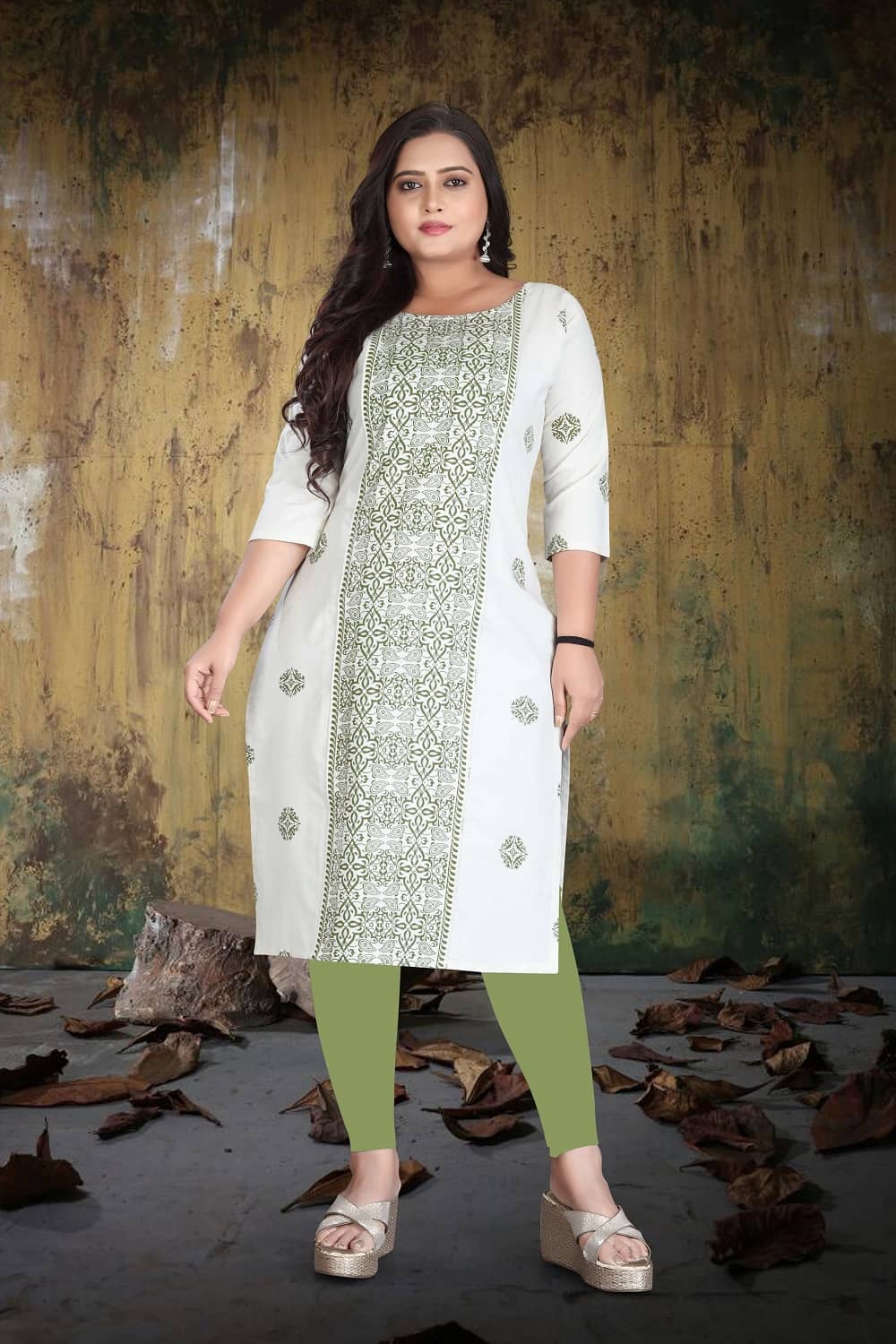 Hetsa Women Cotton Printed A-line Kurti ( White ) - Kurtis, Tunics | Buy online on ZillyBuy