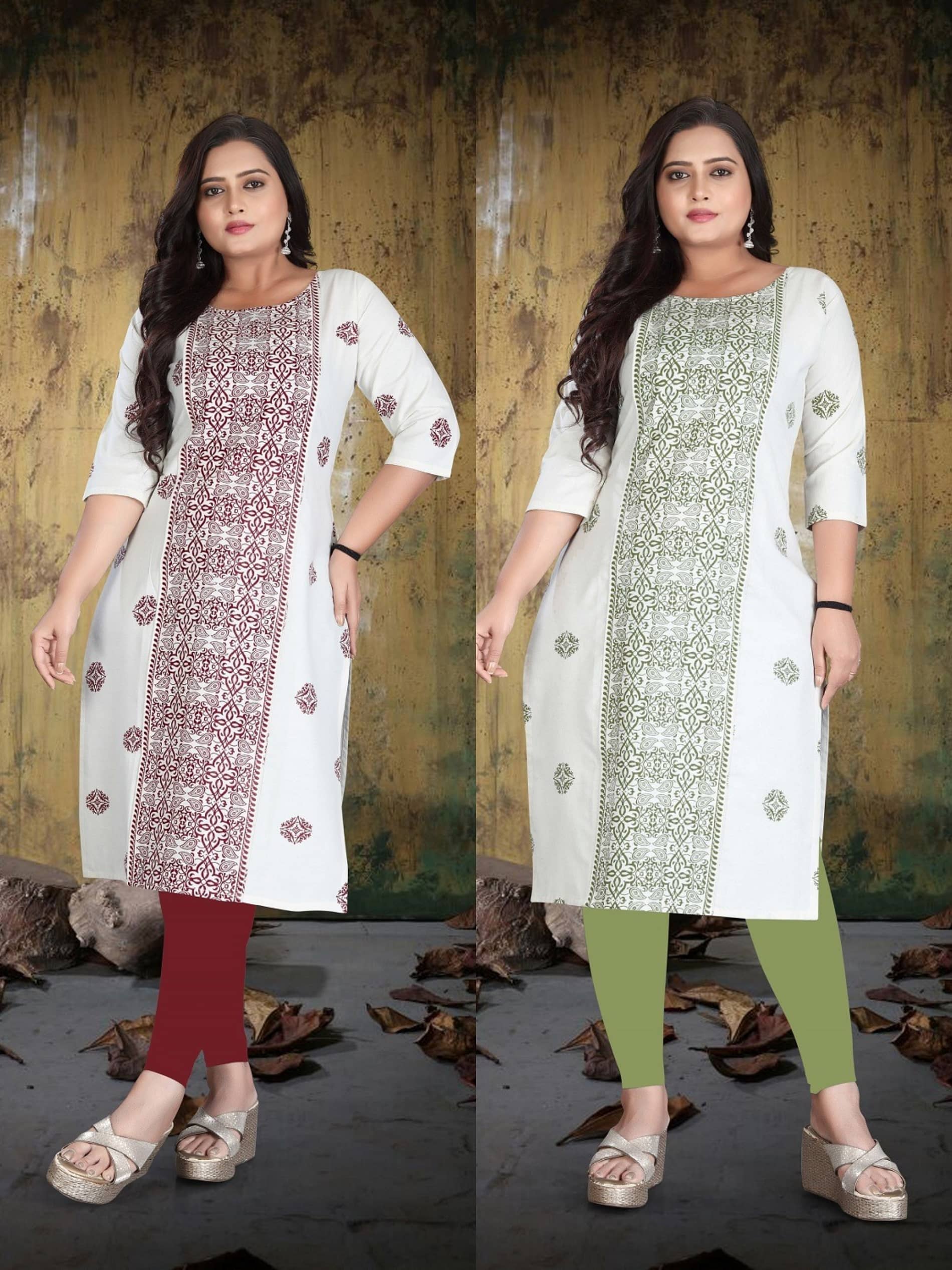 Hetsa Women Cotton Printed A-line Kurti ( White ) - Kurtis, Tunics | Buy online on ZillyBuy
