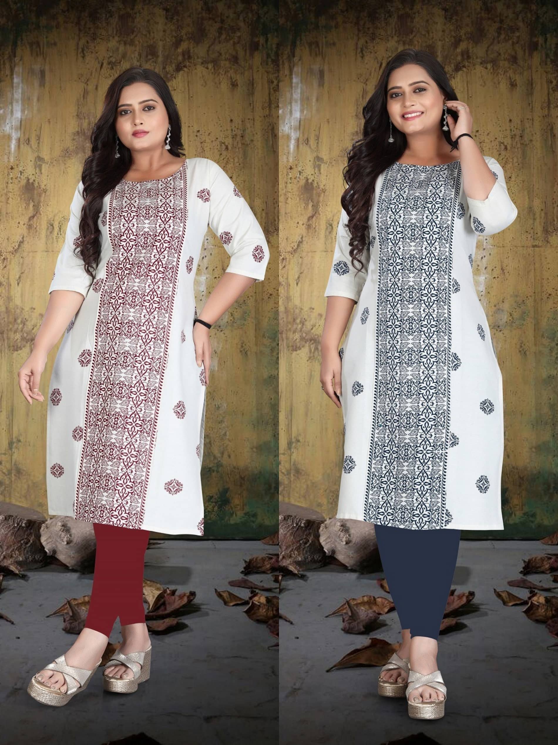 Hetsa Women Cotton Printed A-line Kurti ( White ) - Kurtis, Tunics | Buy online on ZillyBuy