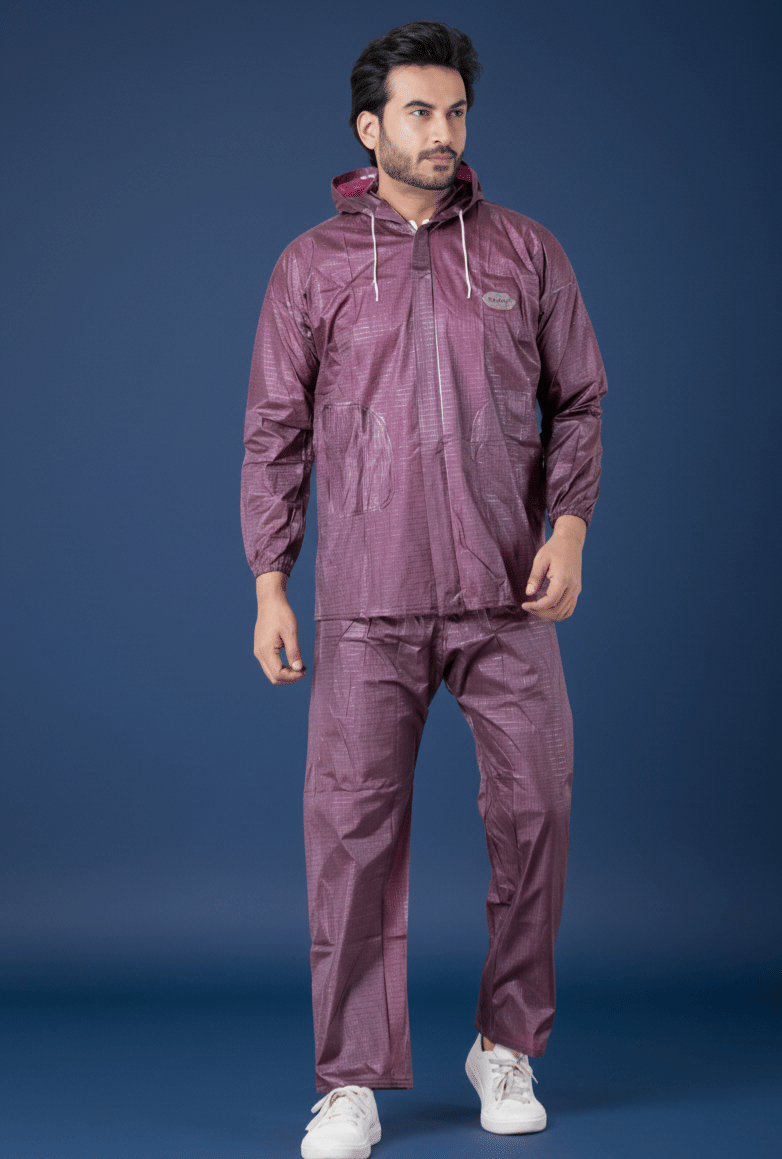 Sindon Maroon Nylon Men's Rain Suit Set ( Pack of 1 )