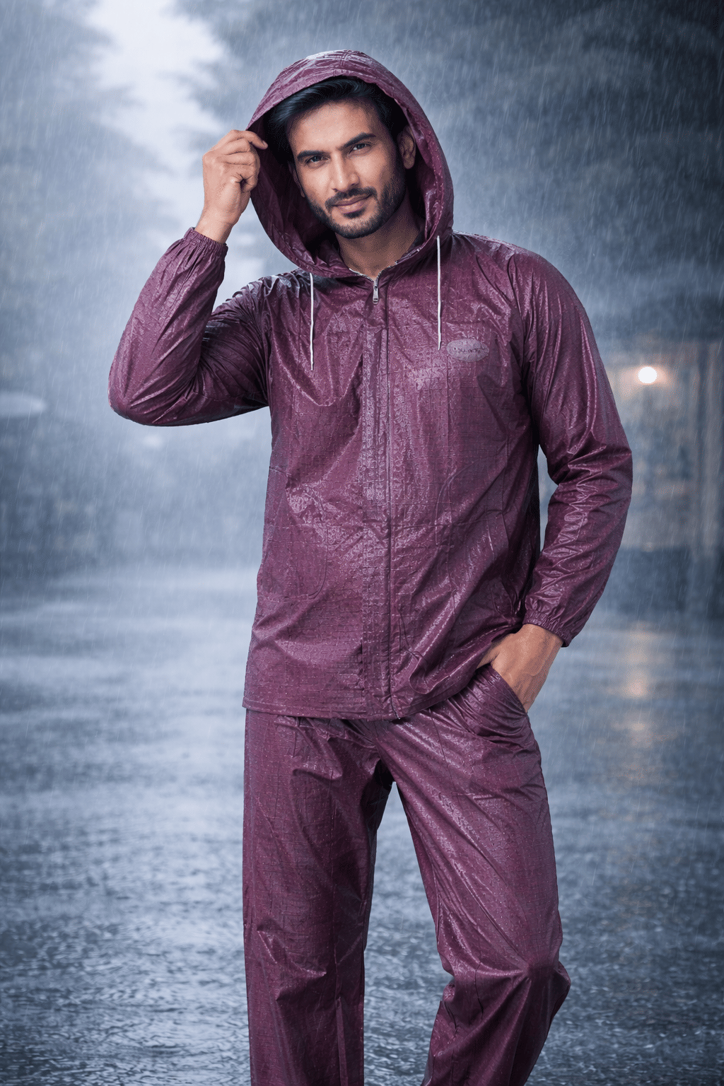 Sindon Maroon Nylon Men's Rain Suit Set ( Pack of 1 )