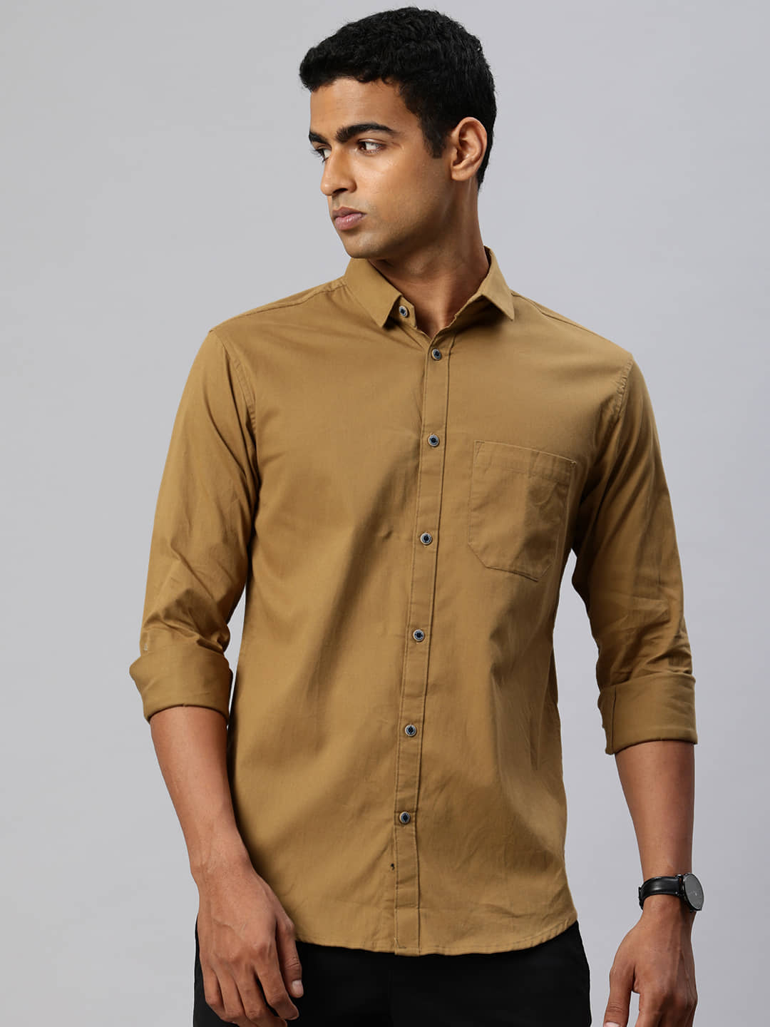 MAJESTIC MAN 100% Cotton Slim Fit Solids Full Sleeves Men's Casual Shirt - Black ( Pack of 1 )