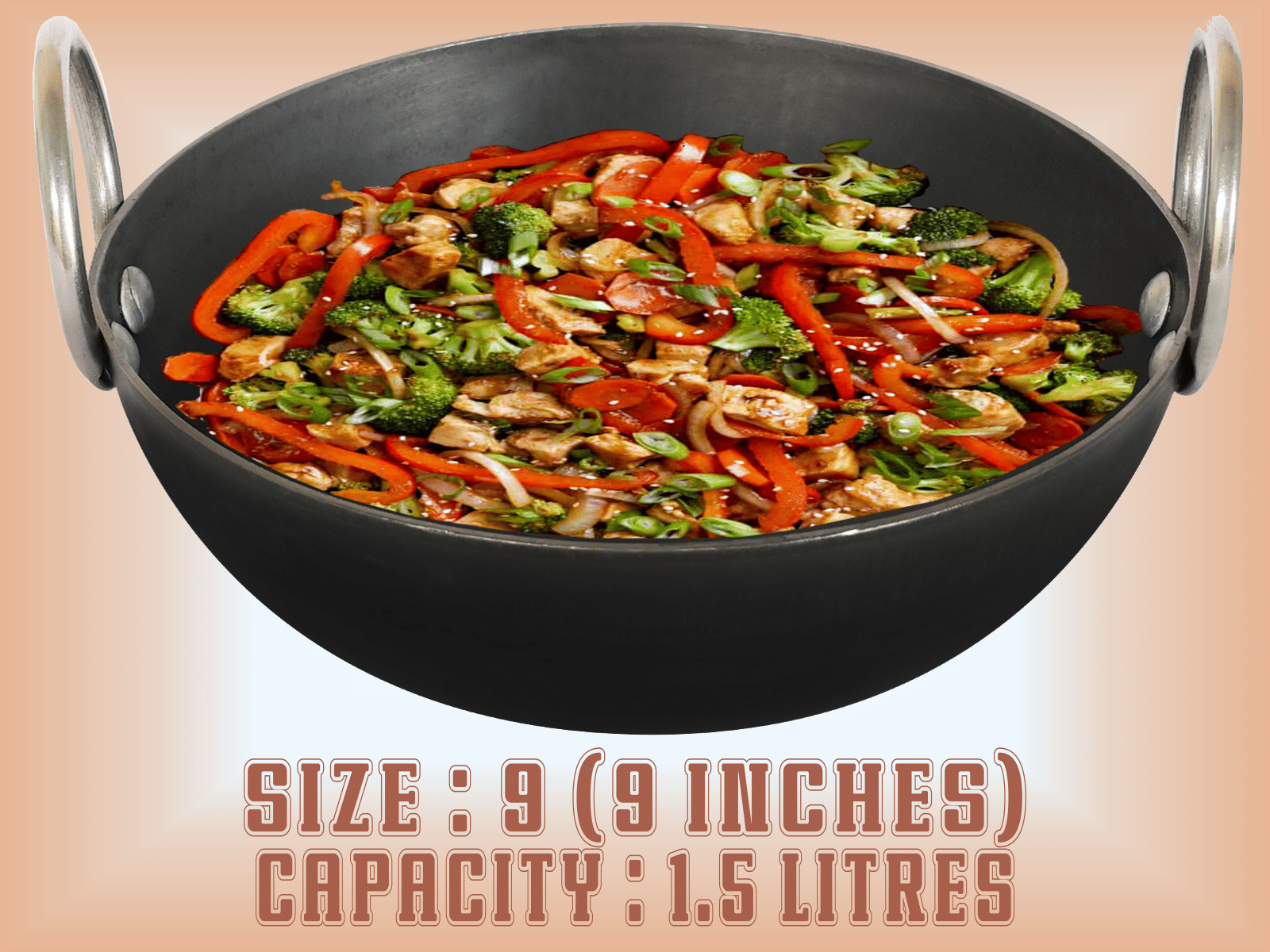 Veer Kadai Non coated Iron Deep Kadhai Heavy Bottom Stainless Steel Handle 2 mm Thickness 22 cm Diameter ( 1.5 L ) - Cookware | Buy online on ZillyBuy
