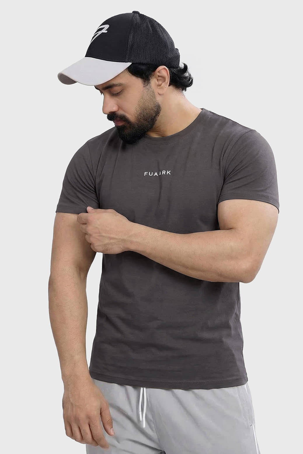 Fuaark Charcoal Cotton Slim Fit Men's Sports T-Shirt ( Pack of 1 )