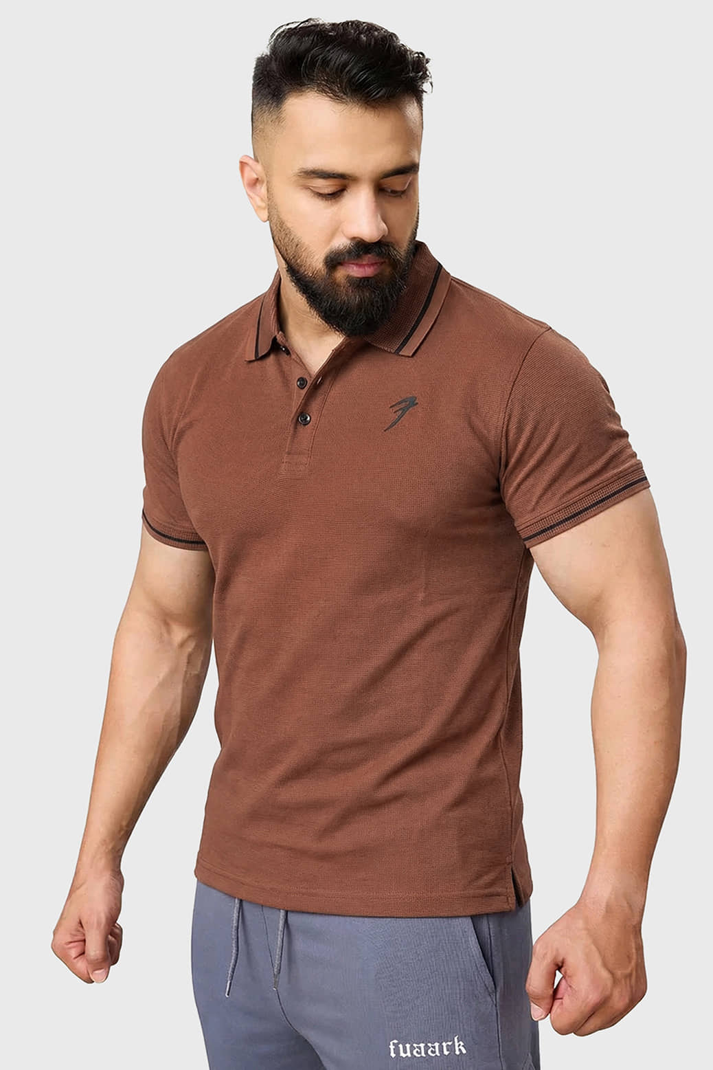 Fuaark Charcoal Cotton Slim fit Men's Sports Polo T-Shirt ( Pack of 1 )
