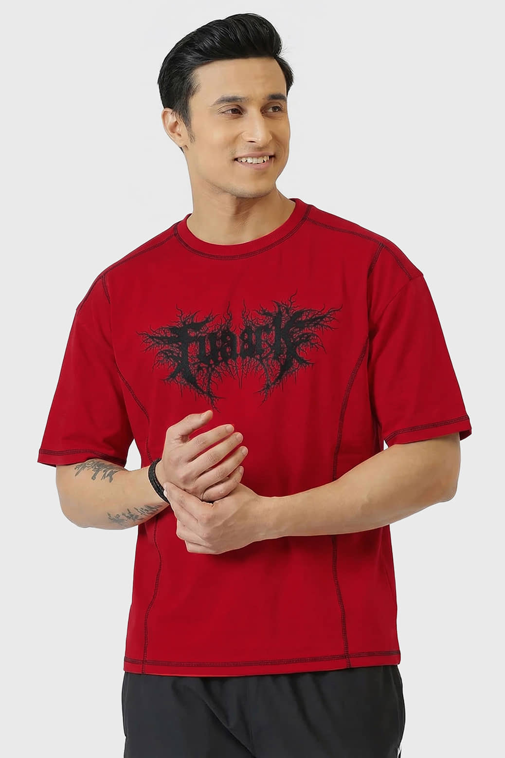 Fuaark Red Cotton Oversized Fit Men's Sports T-Shirt ( Pack of 1 )