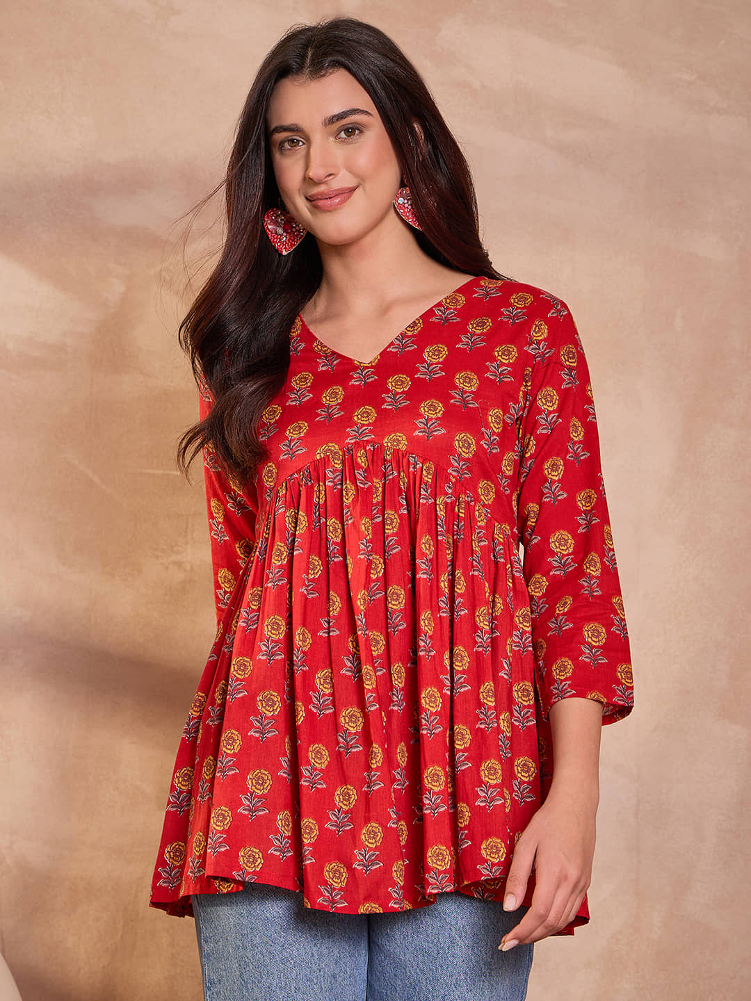 Vaamsi Women's Cotton Blend Crop Top ( Red )