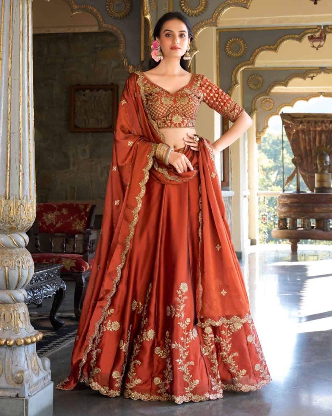 piludi Women's Art Silk Unstitched Flared Lehenga Choli