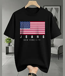 AUSK Men Cotton Blend Oversized Fit Printed T-Shirt ( Black )