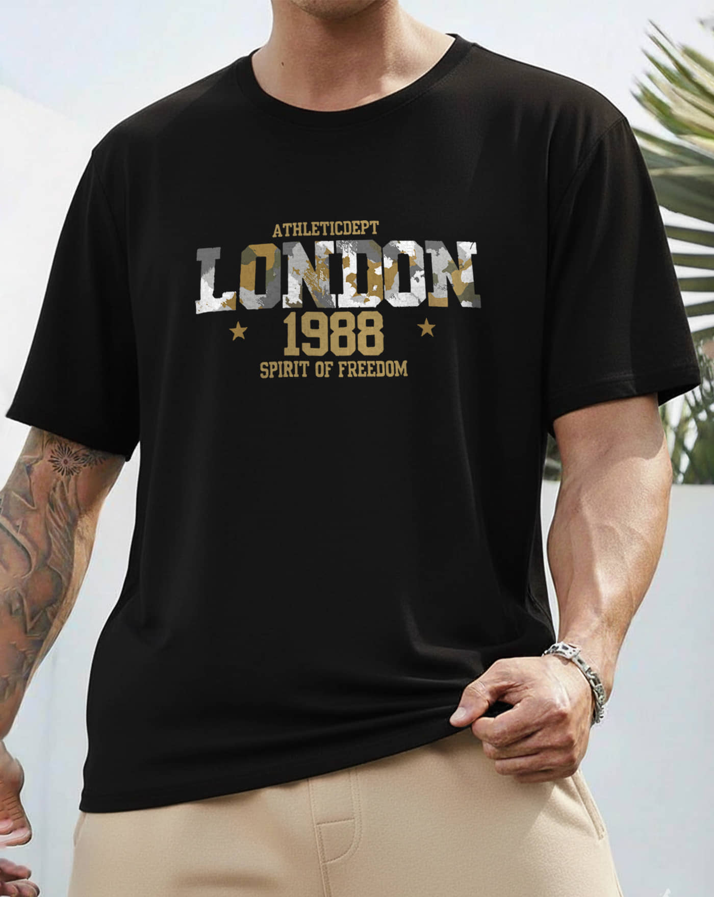 AUSK Men Cotton Blend Oversized Fit Printed T-Shirt ( Black )