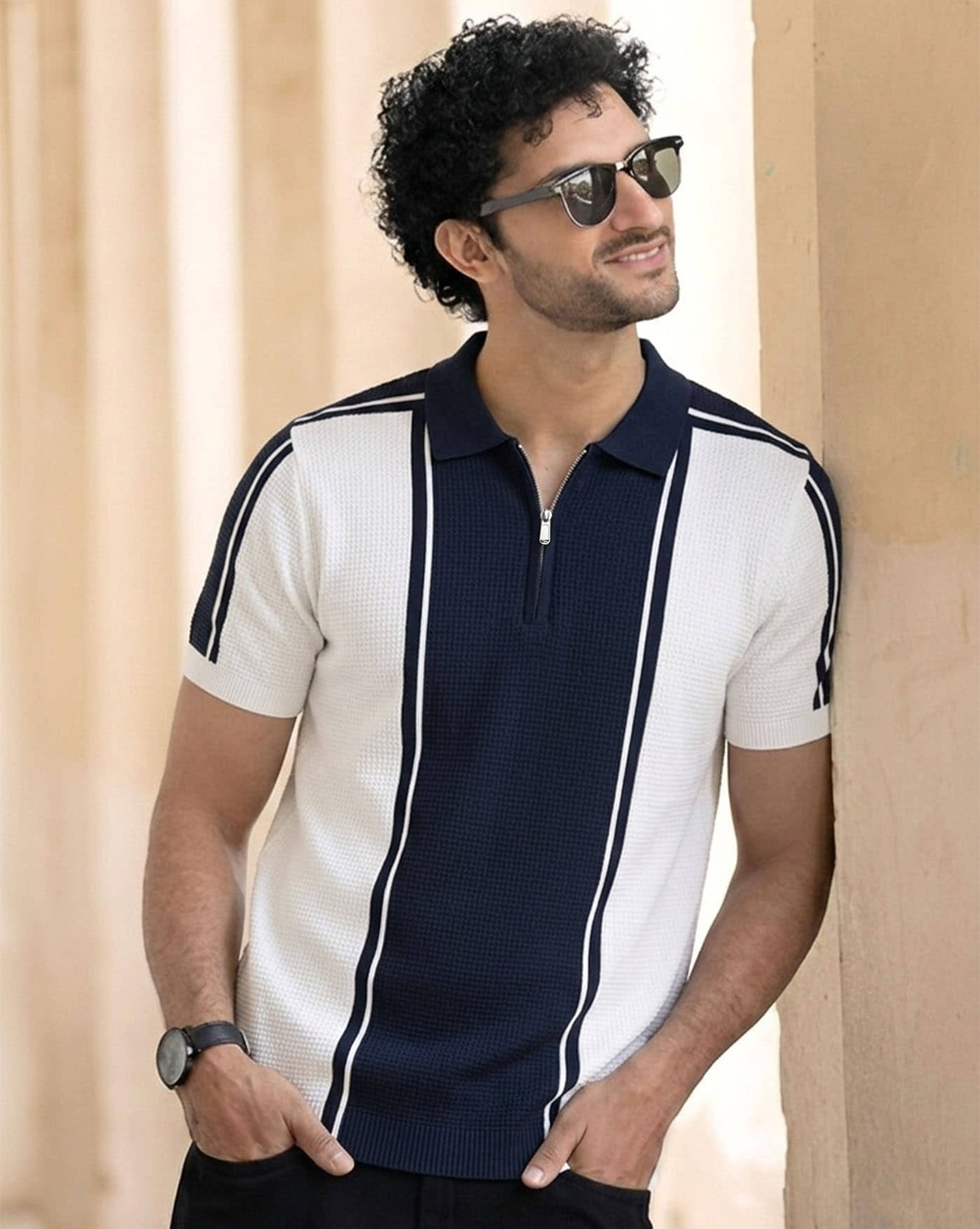 AUSK Men Cotton Blend Regular Fit Colorblock Polo T Shirt ( Multicolor )