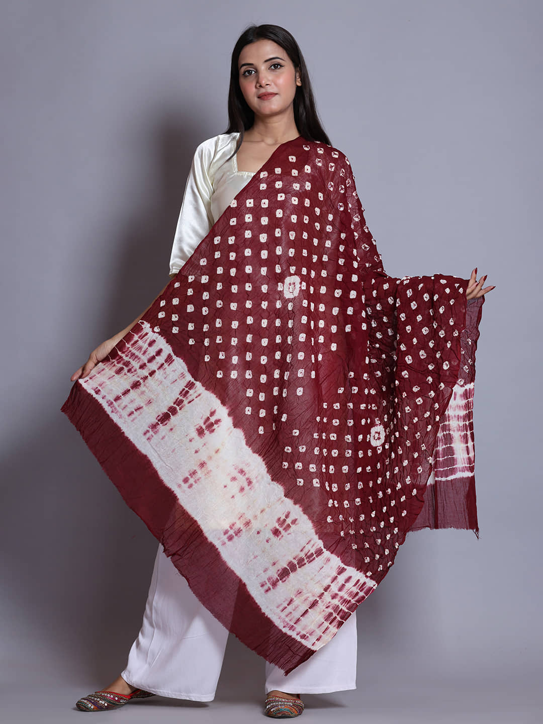 Anjaneya Creations Cotton Women Dupatta ( Maroon , Pack of 1 ) - Dupattas & Shawls | Buy online on ZillyBuy