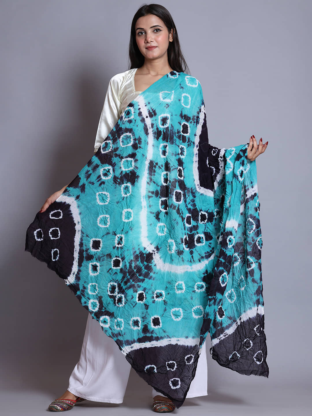 Anjaneya Creations Cotton Women Dupatta ( Turquoise,Green,Black , Pack of 1 ) - Dupattas & Shawls | Buy online on ZillyBuy