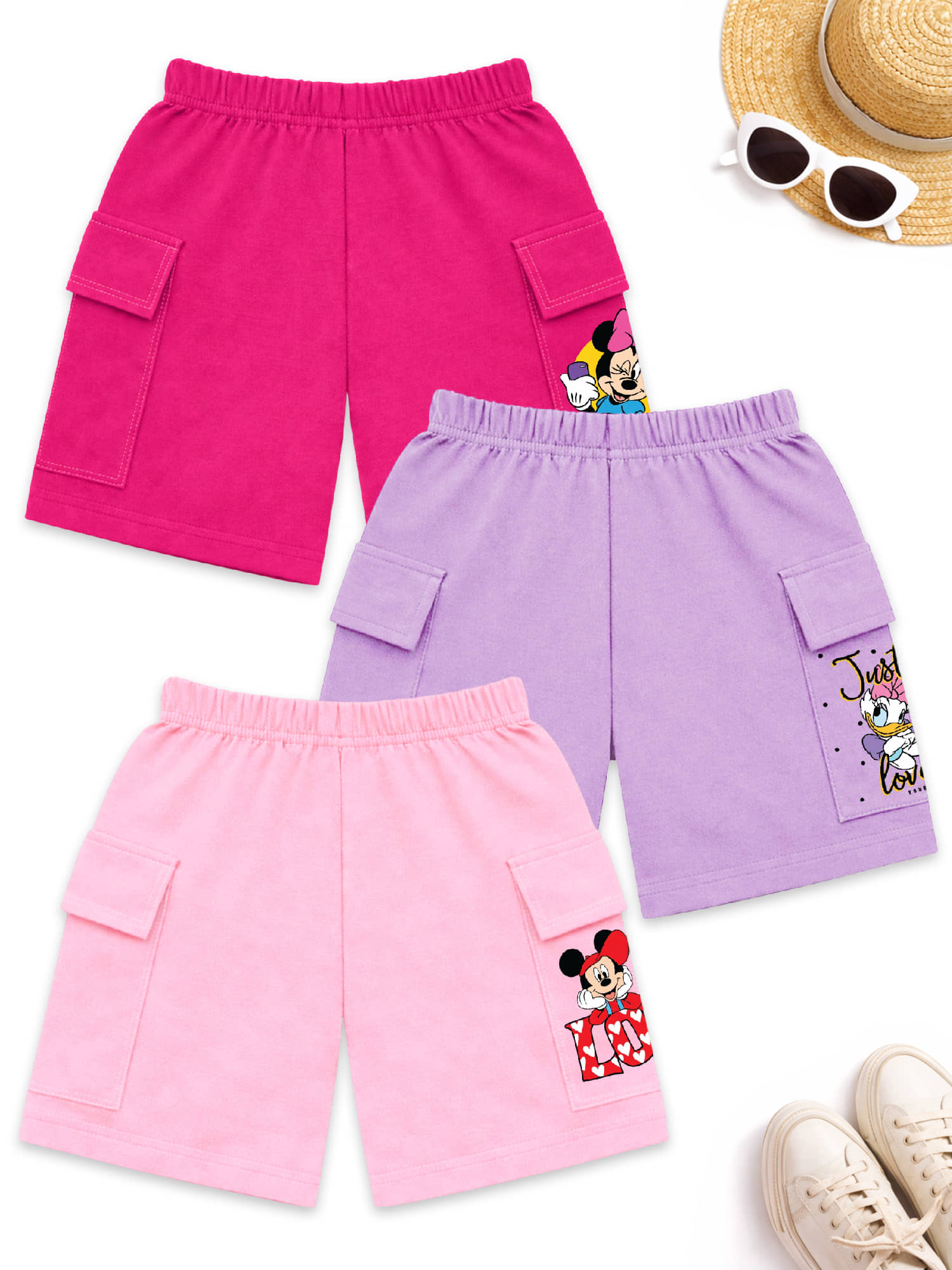 Kuchipoo Pack of 3 Girls Cotton Blend Shorts ( Multicolor 1 ) - Shorts | Buy online on ZillyBuy