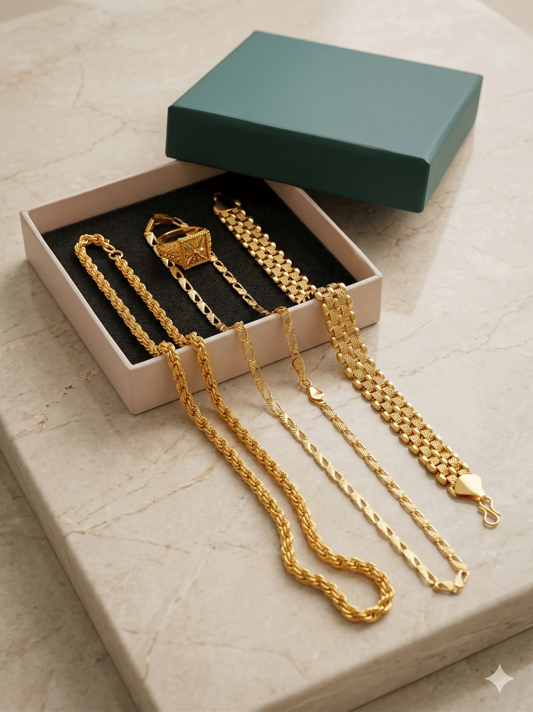 Fadiso Fashion Gold Plated Chains Combo ( Set of 4 )