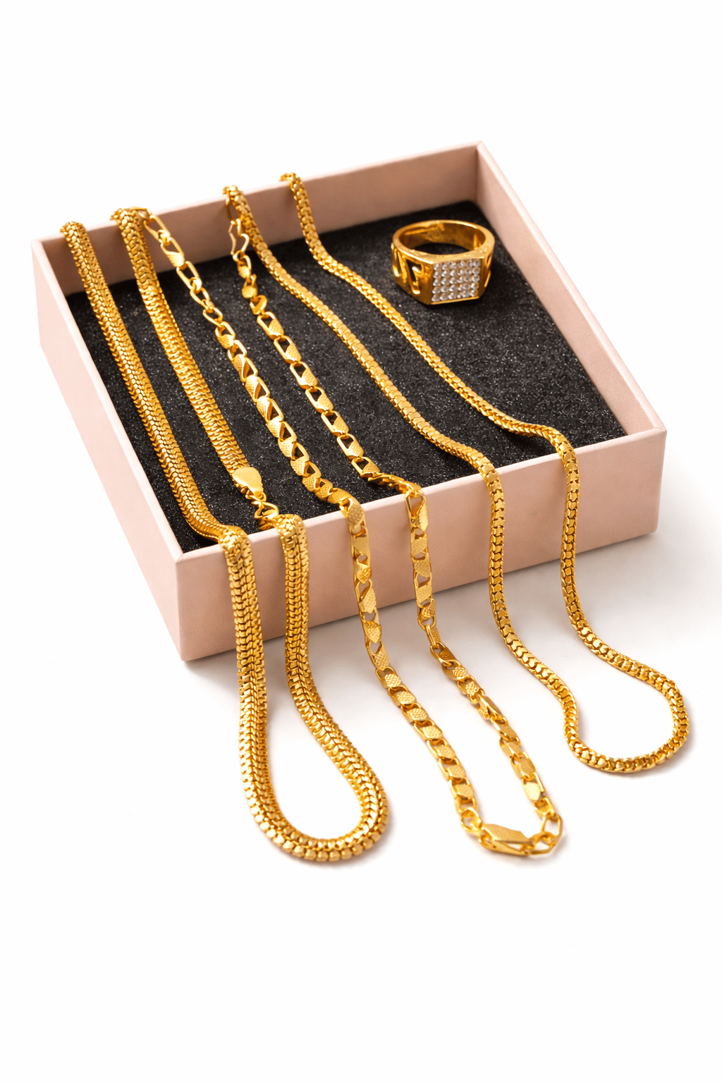 Fadiso Fashion Gold Plated Chains Combo ( Set of 4 )