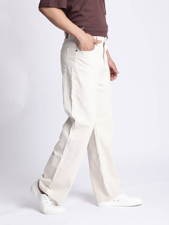 Bene Kleed Solid Men's Jeans - Off-White ( Pack of 1 ) - Jeans | Buy online on ZillyBuy