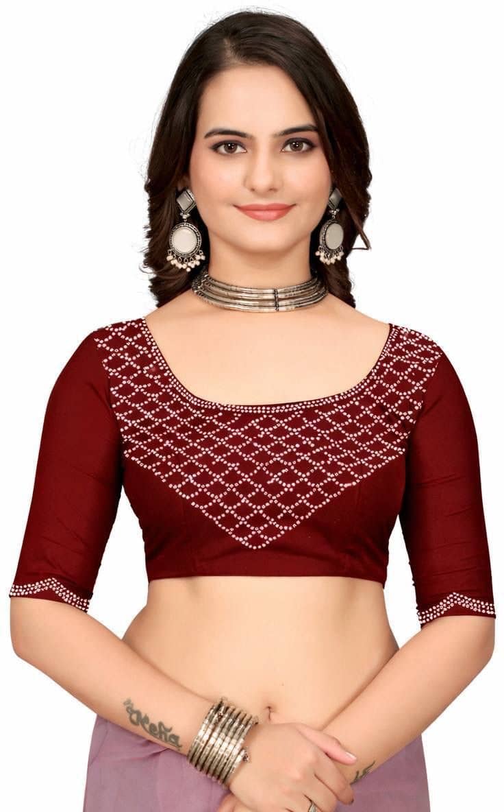 HOW ARE YOU CREATION Georgette Printed Regular Saree With Unstitched Blouse Piece ( Maroon )