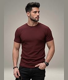 V2 Boys Men Polyester Regular Fit Self Design T-Shirt ( Maroon )