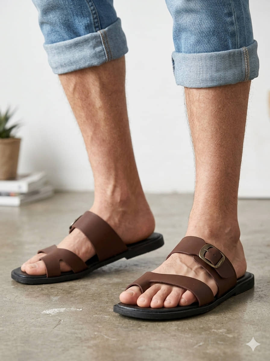 Sir Corbett SS26 Men's Casual Open Sandals - Brown Men's Floater Sandals