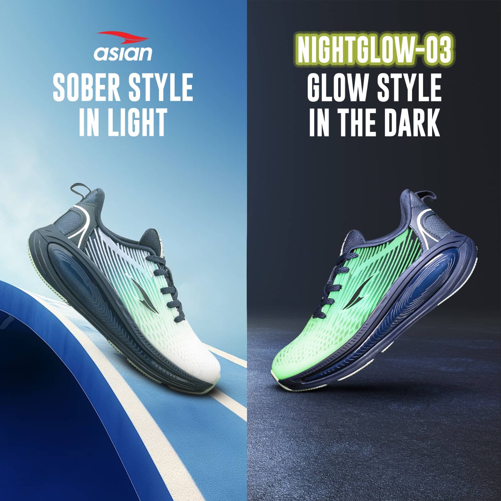 ASIAN NIGHTGLOW-03 Black Men's Sports Running Shoes - Sports Shoes | Buy online on ZillyBuy
