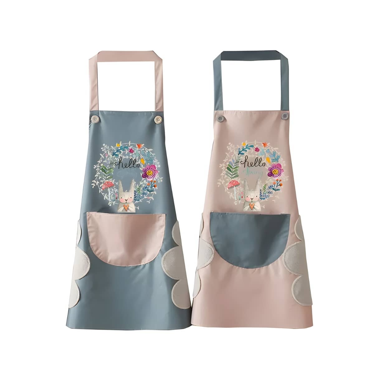 SARVASHVA TRENDS PVC Printed Kitchen Apron with 1 Center Pocket ( Pack of 2 )