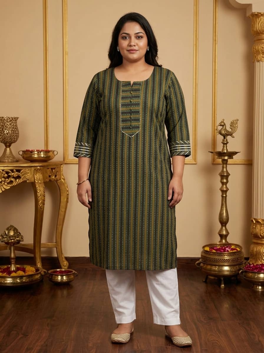 Swasti Women Cotton Printed Straight Kurti ( Green ) - Kurtis, Tunics | Buy online on ZillyBuy