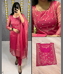 Hishika Women Net Solid A-line Kurti ( Pink )