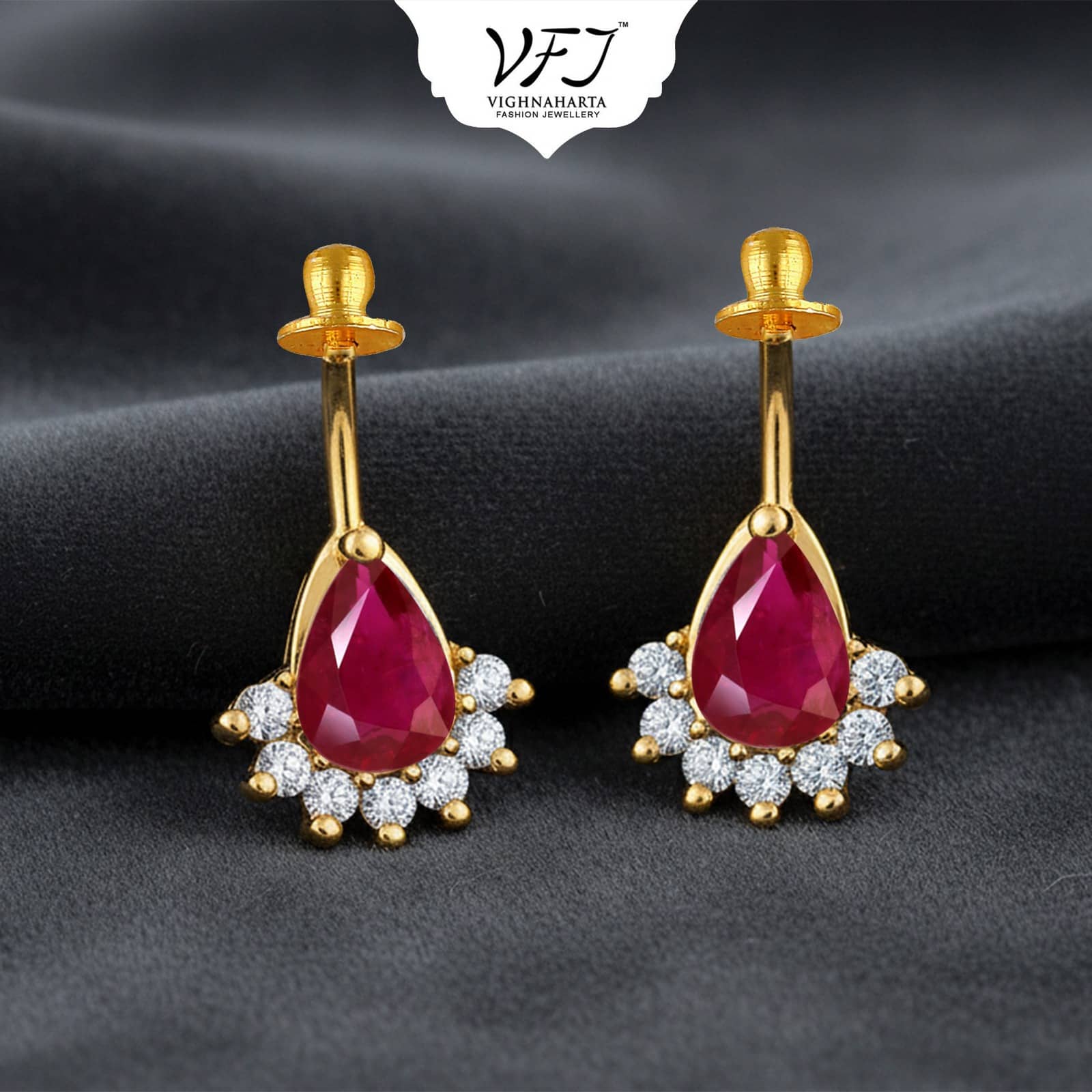 Vighnaharta Red Drop Earrings ( Pack of 1 ) - Earrings | Buy online on ZillyBuy