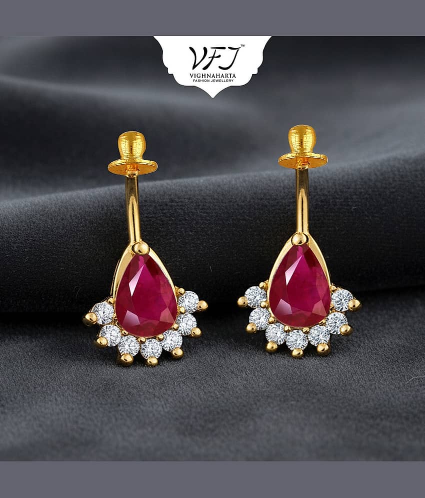 Vighnaharta Red Drop Earrings ( Pack of 1 ) - Earrings | Buy online on ZillyBuy