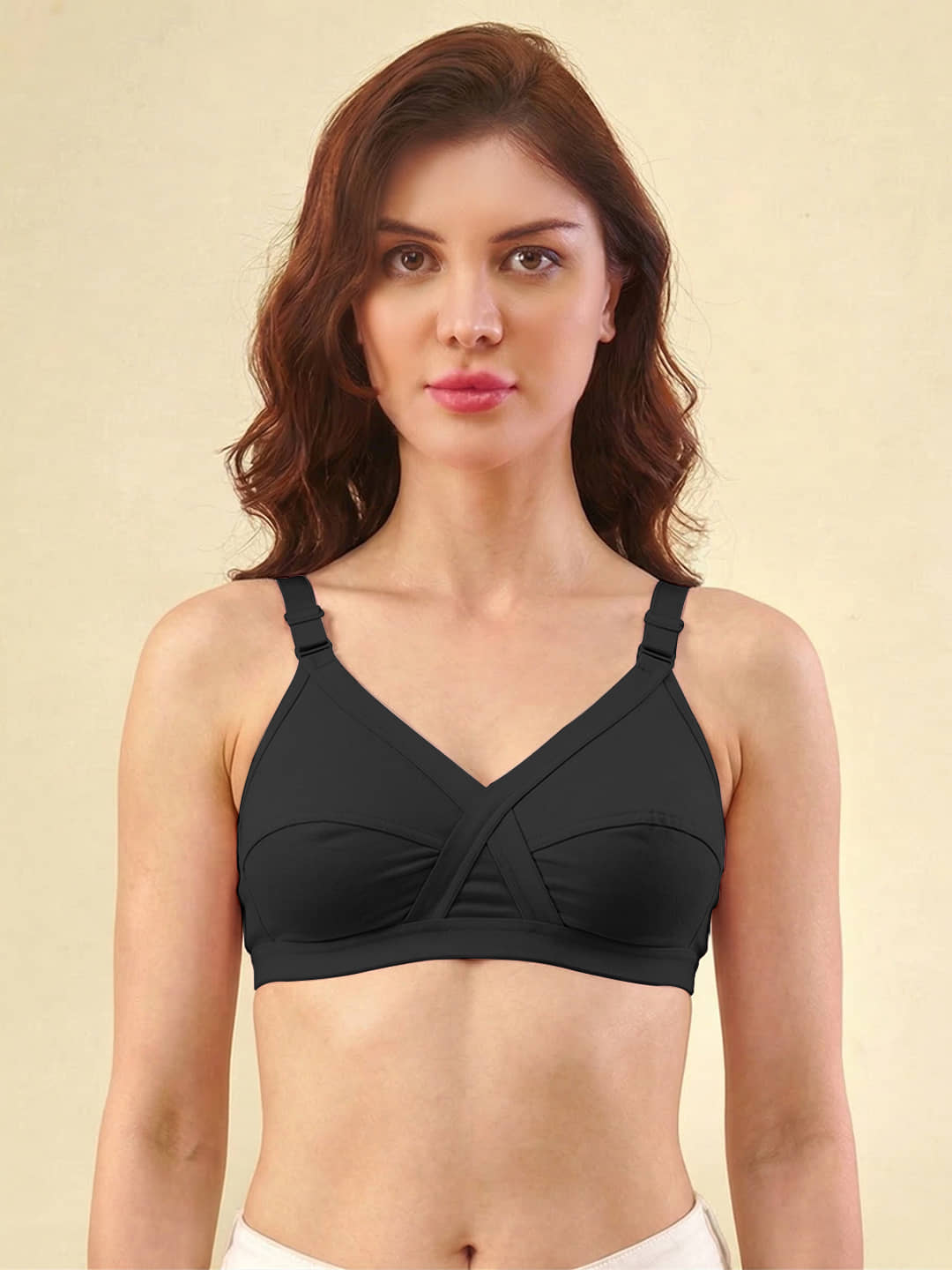 lux venus Pack of 1 Cotton Non Padded Convertable Bra For Women ( Black )