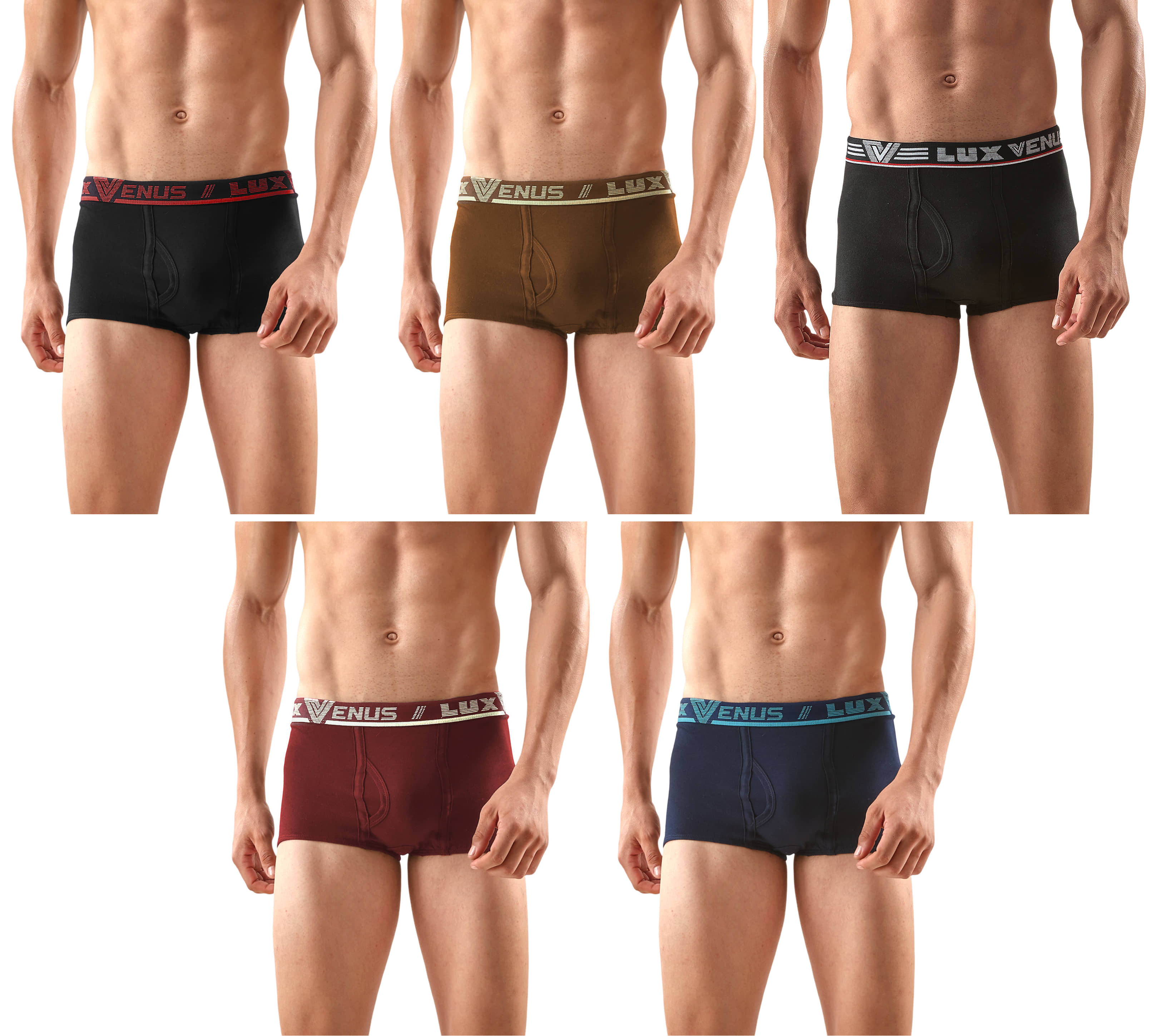 lux venus Pack of 5 Cotton Trunks For Men's ( Multicolor )