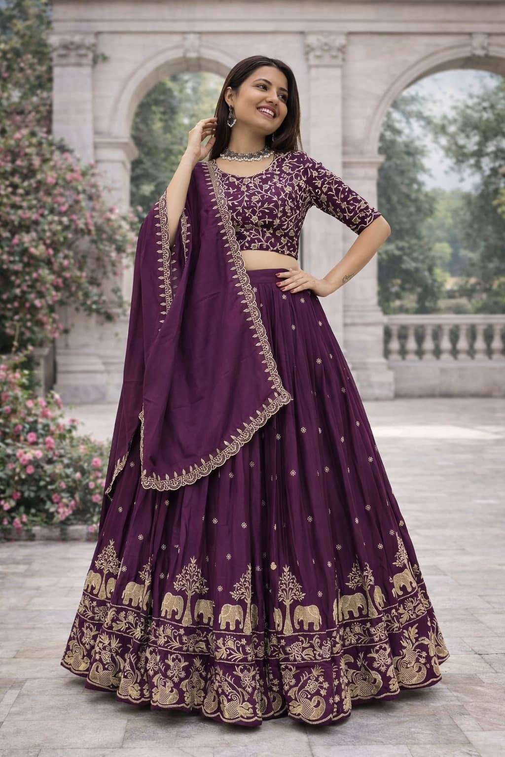 A TO Z CART Women's Silk Semi Stitched Flared Lehenga Choli