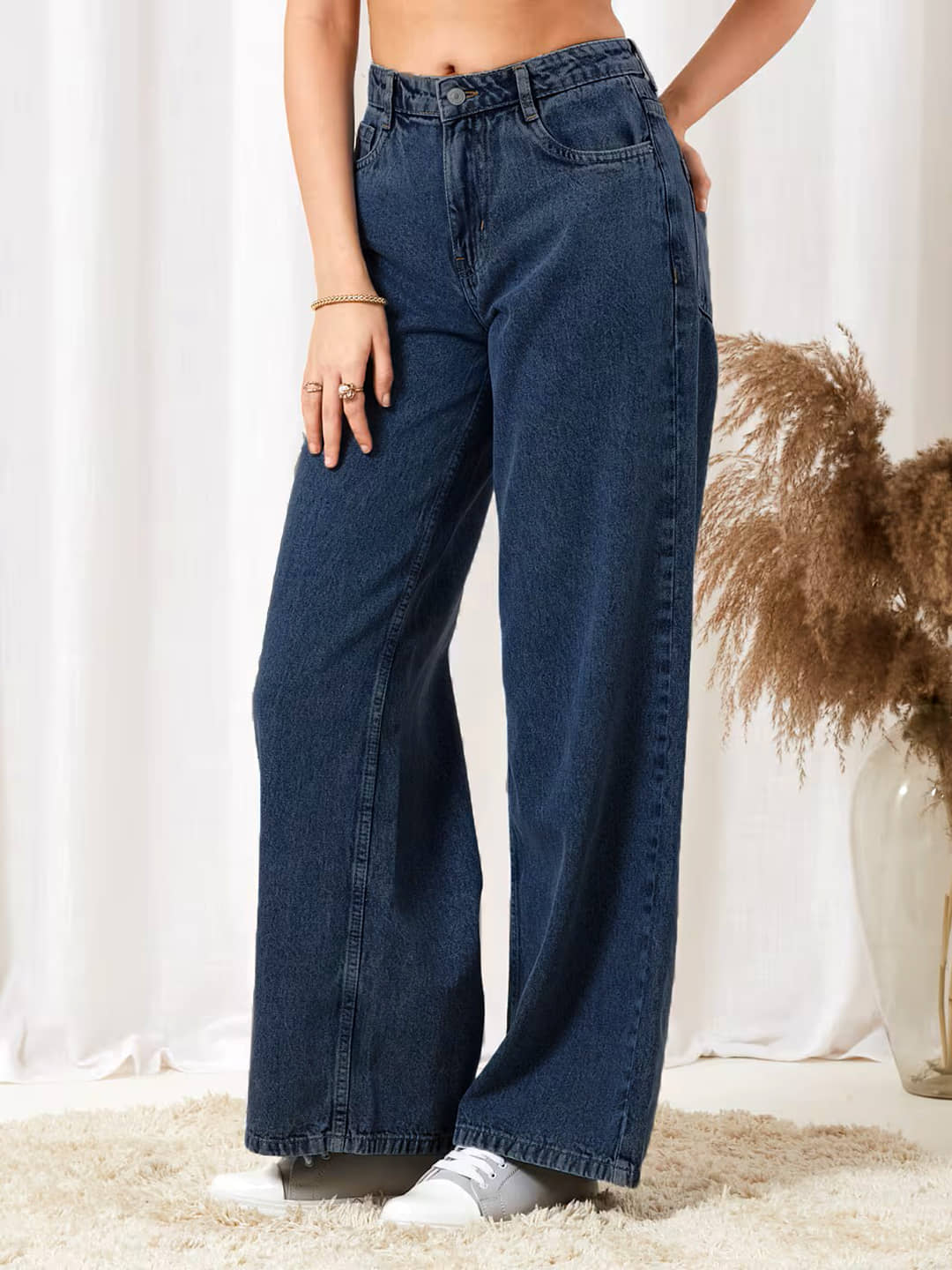 Addyvero Women's Baggy High-Rise Jeans ( Dark Blue ) - Jeans | Buy online on ZillyBuy