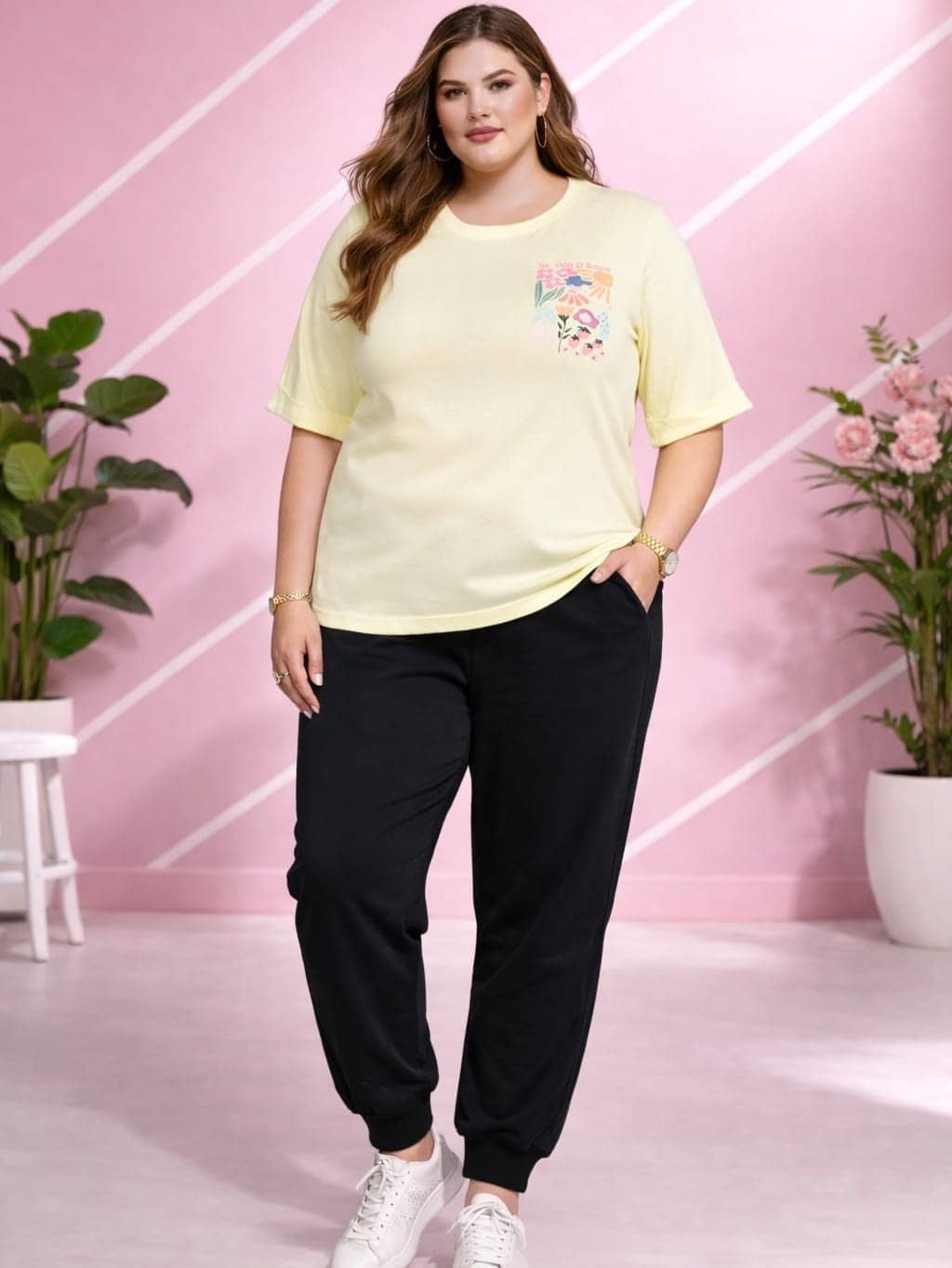 AUSTIVO Women Top With Trousers Co-Ord Set ( Yellow )