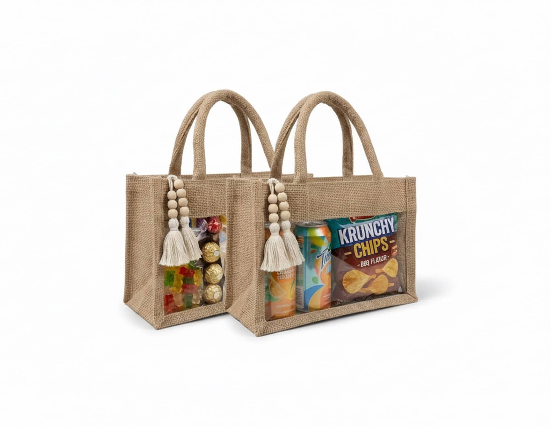 PRANSUNITA Beige Jute Shopping Bag Pack of 2 - Handbags | Buy online on ZillyBuy