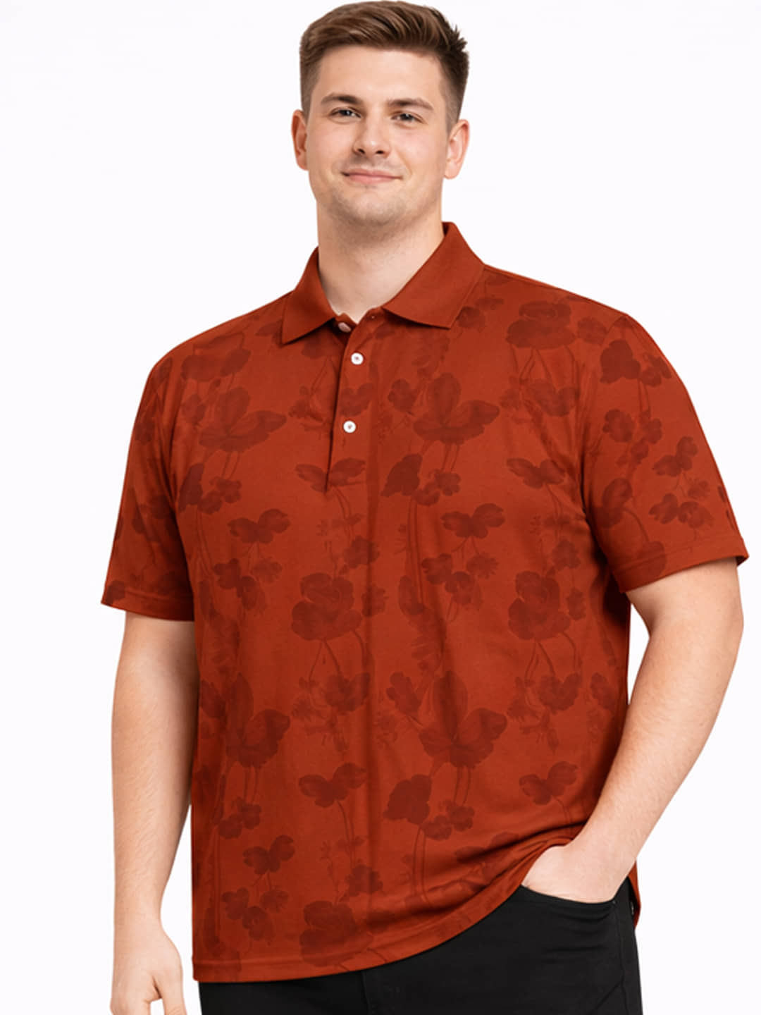 RELANE Men Polyester Regular Fit Printed Polo T Shirt ( Maroon )