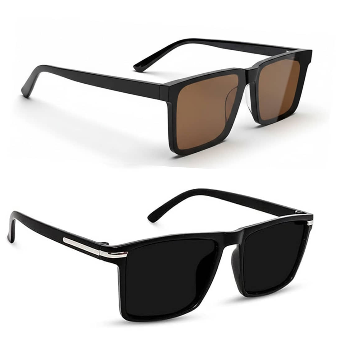 Elligator Brown Square Sunglasses ( Pack of 2 ) - Sunglasses | Buy online on ZillyBuy