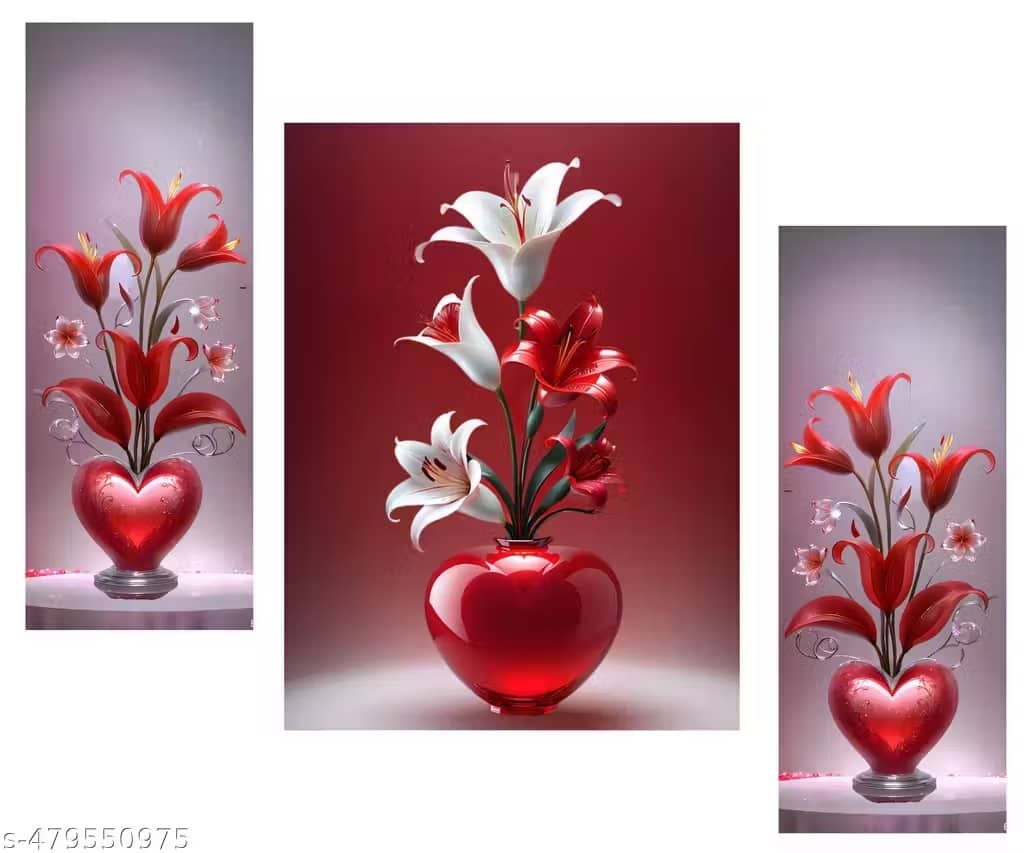 SNDArt Set Of 3 Modern Art Flower Wall Paintings For Living Room Gift Items 12 x 18 inch
