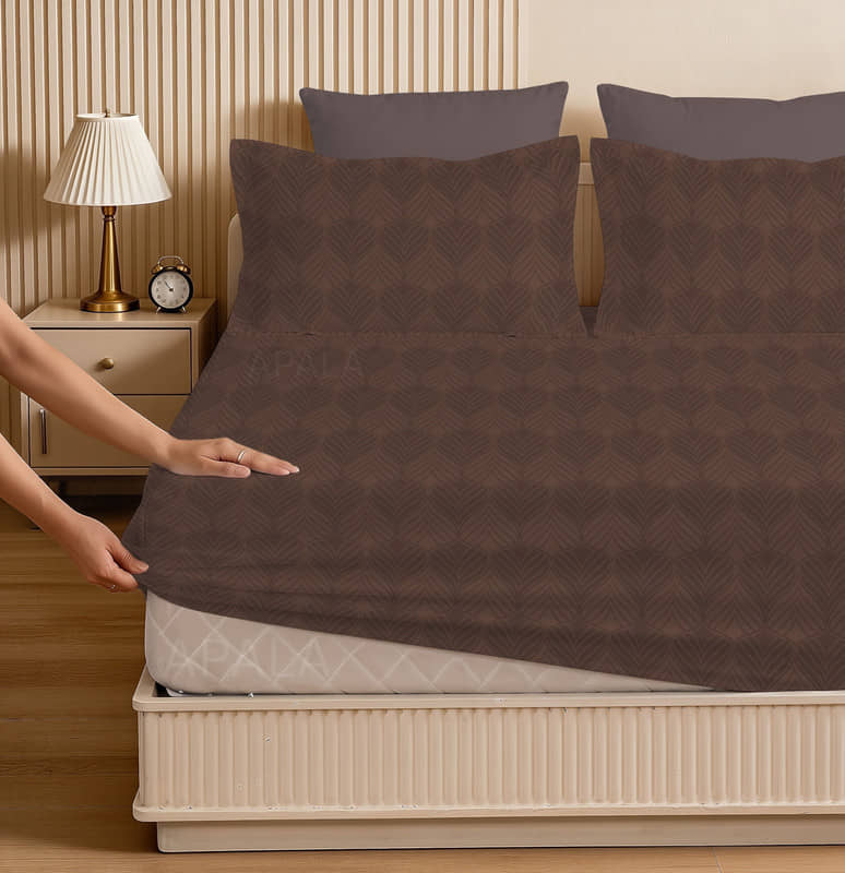 Apala Microfibre 1 King Fitted Bedsheet with 2 Pillow Covers ( 198 cm x 182 cm ) , Brown