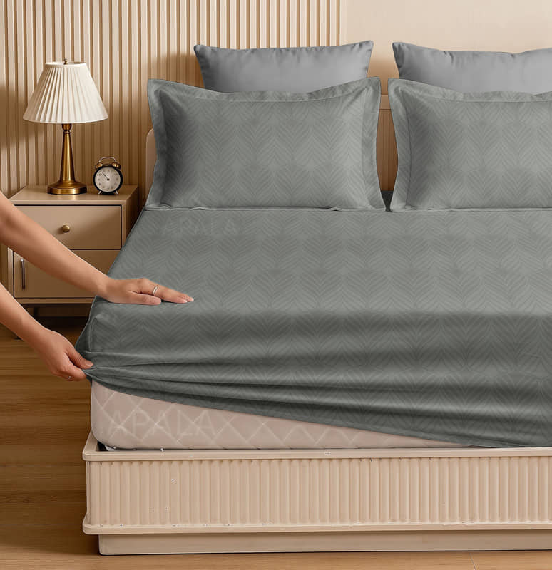 Apala Microfibre 1 King Fitted Bedsheet with 2 Pillow Covers ( 198 cm x 182 cm ) , Gray